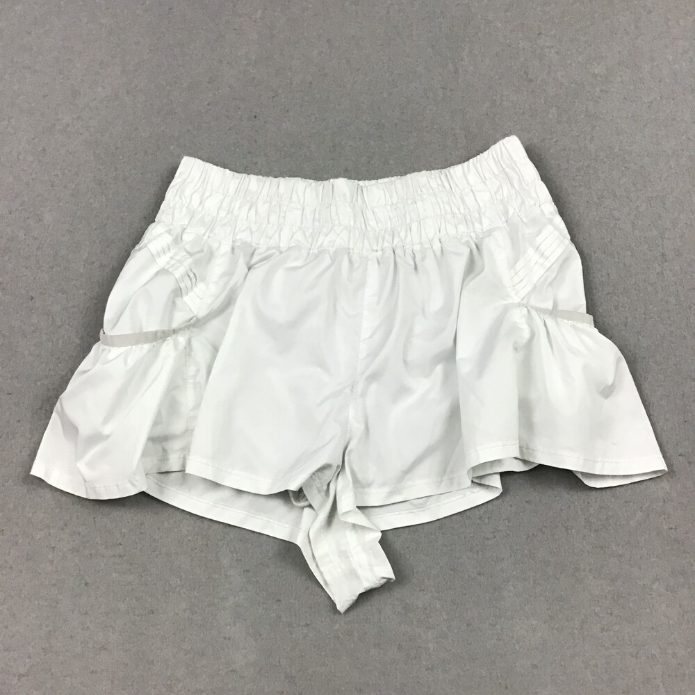 FP Movement Shorts Women Medium White Way Home Athletic Smocked High Rise Lining